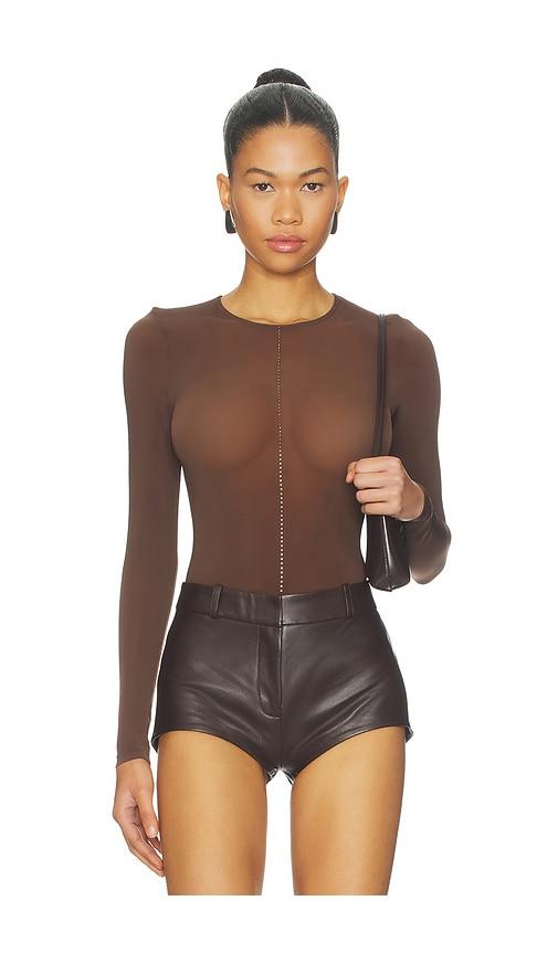 Wolford Crystal String Bodysuit in Brown by WOLFORD