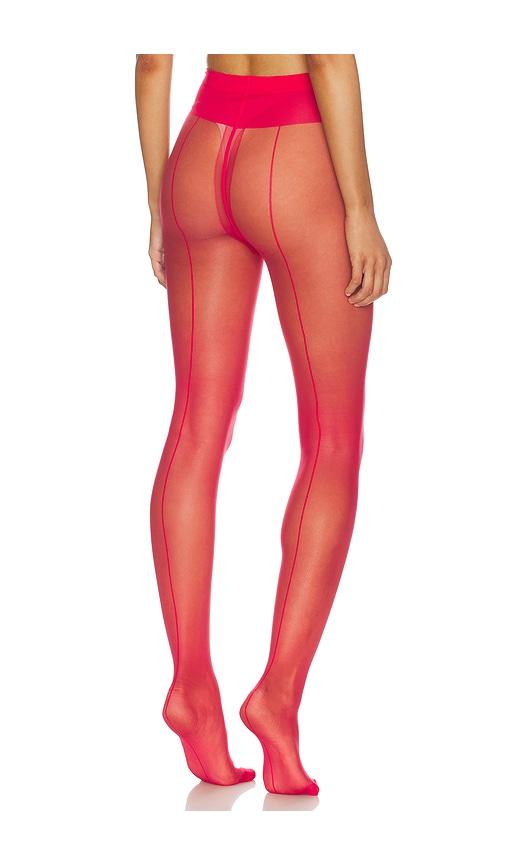 Wolford Individual 10 Back Seam Tights in Red by WOLFORD