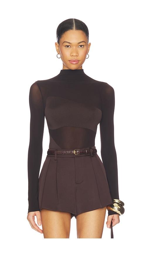 Wolford Shade String Bodysuit in Chocolate by WOLFORD