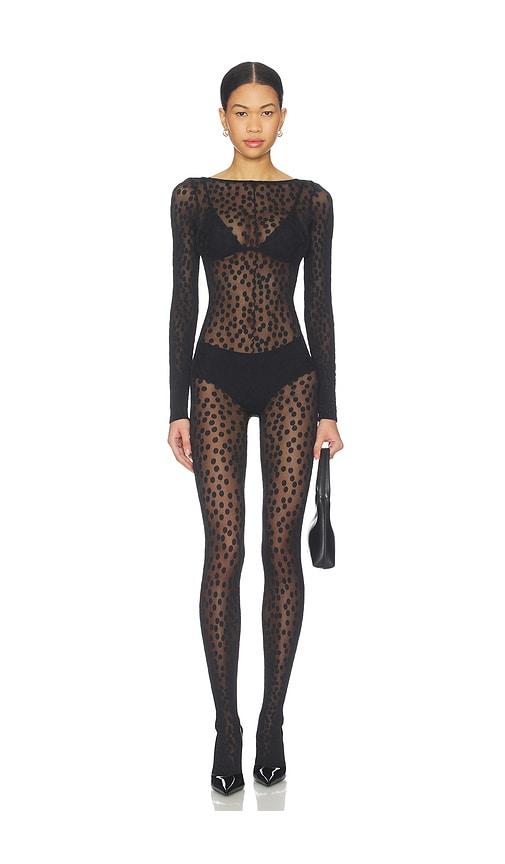 Wolford Sweet Dots Catsuit in Black by WOLFORD