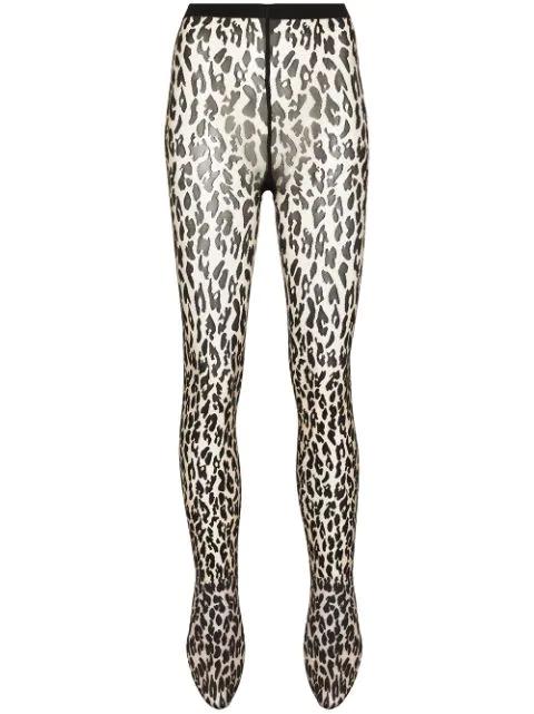 leopard-print high-rise thights by WOLFORD