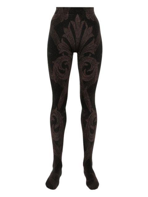 x ETRO metallic-threading jacquard tights by WOLFORD