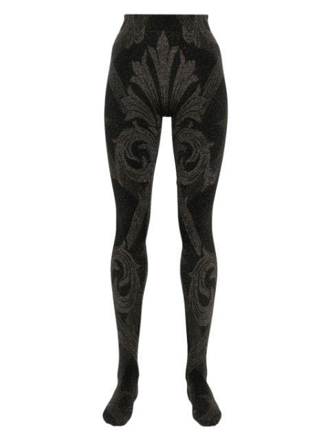 x ETRO metallic-threading jacquard tights by WOLFORD