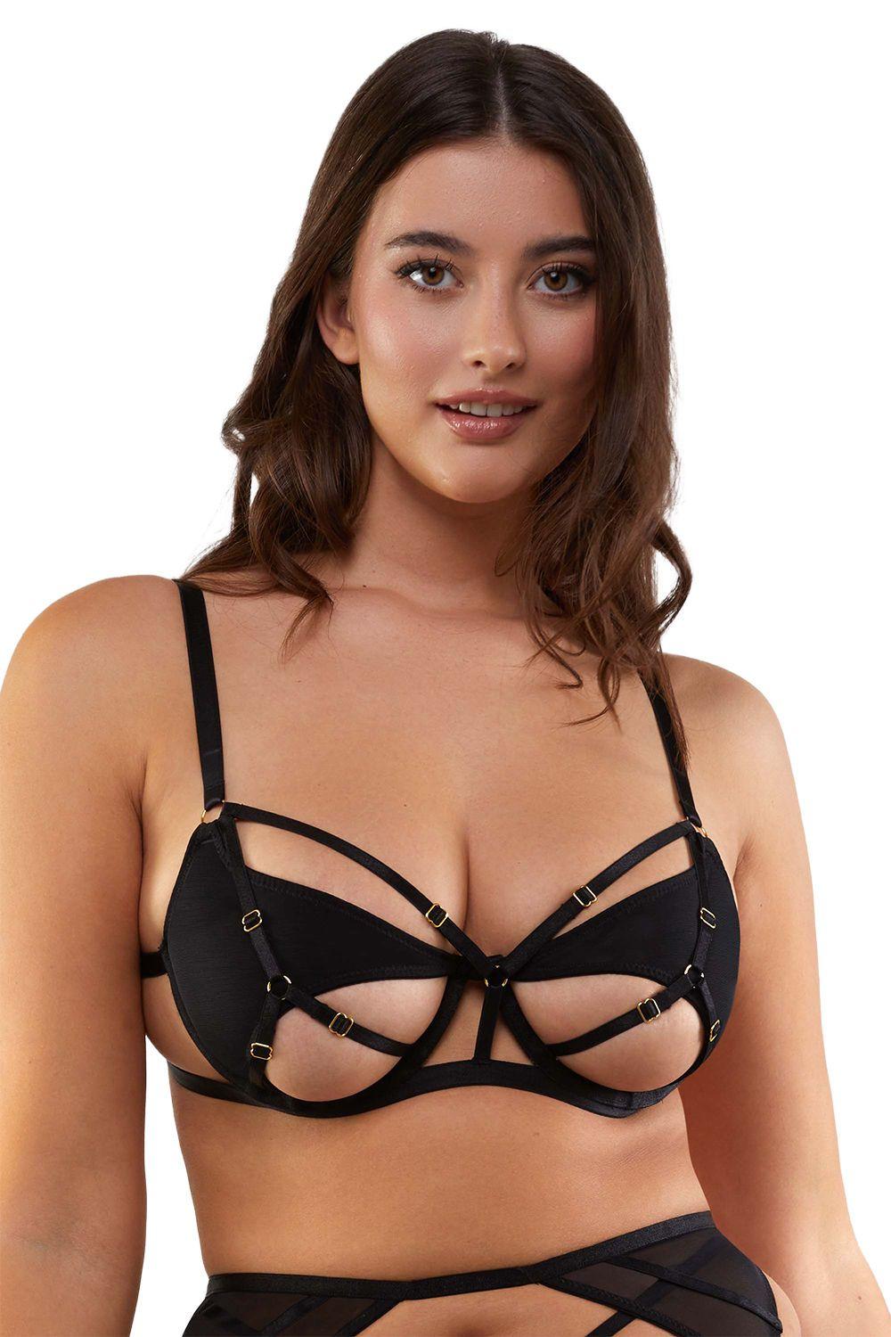 Penny Black Multi Strap Cut Out Mesh 'Bra' by WOLF&WHISTLE