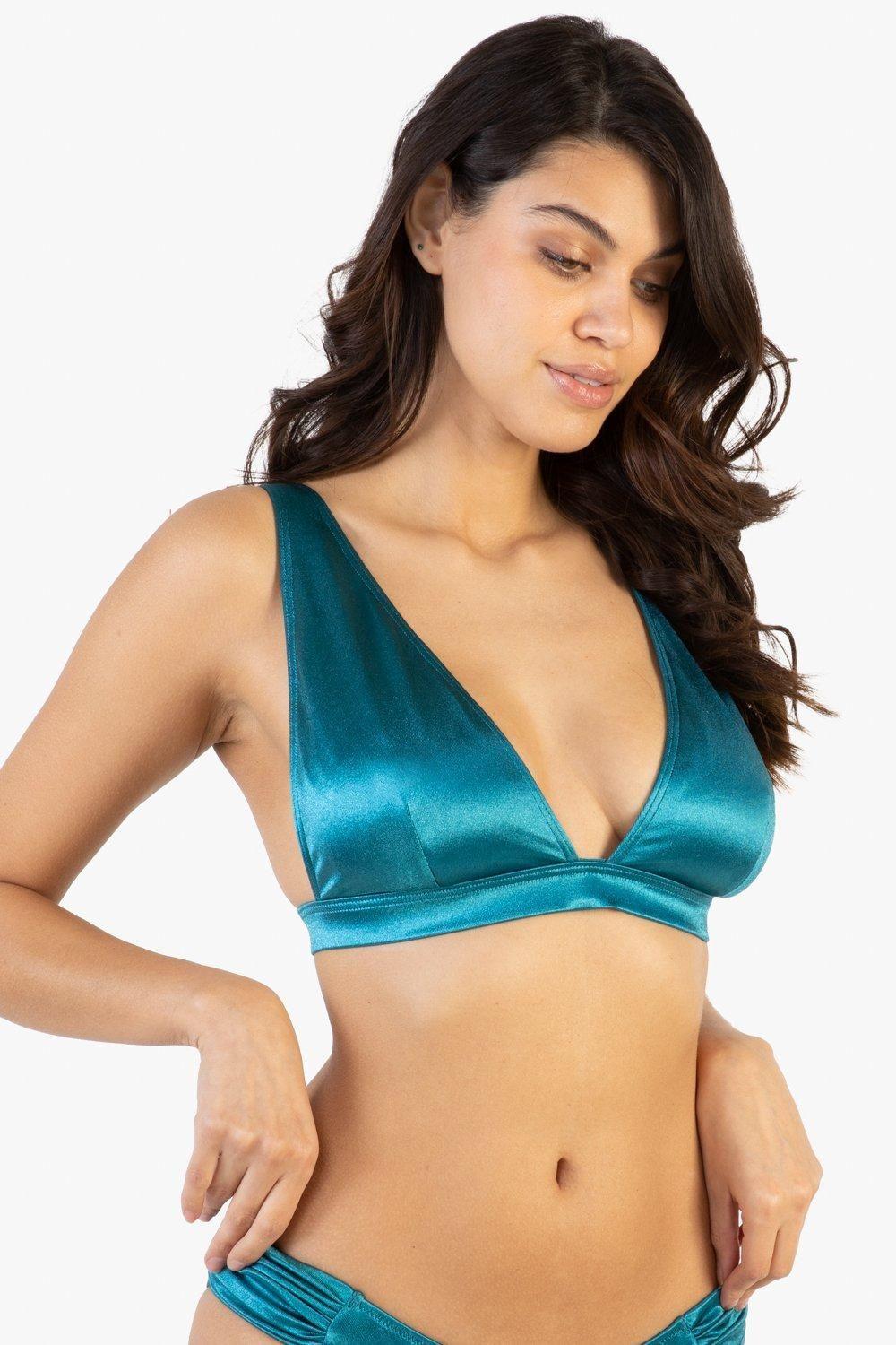 Shine Non Wired Plunge Bikini Top Fuller Bust Exclusive by WOLF&WHISTLE