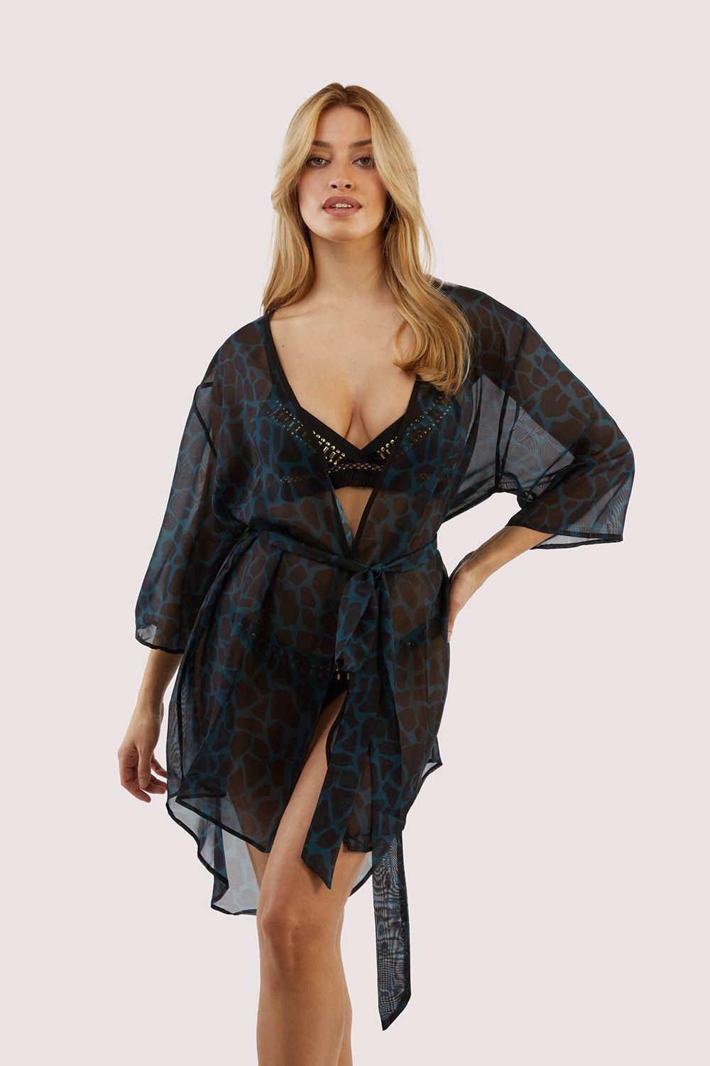 Wolf & Whistle Khaki giraffe beach kimono by WOLF&WHISTLE