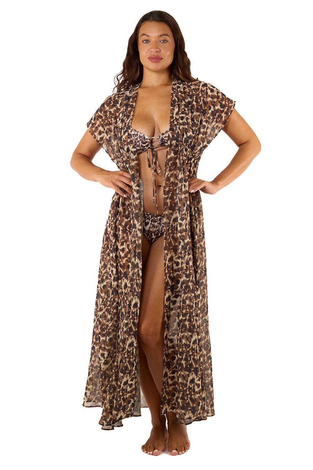 Zarah Animal Print Georgette Long Beach 'Kaftan' by WOLF&WHISTLE Zarah Animal Print Georgette Long Beach 'Kaftan' by WOLF&WHISTLE