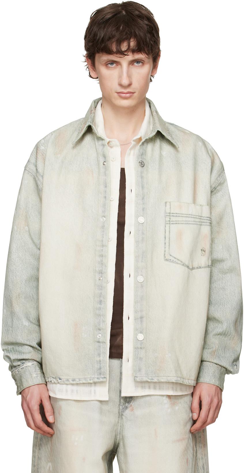Blue Maza Printed Denim Shirt by WON HUNDRED