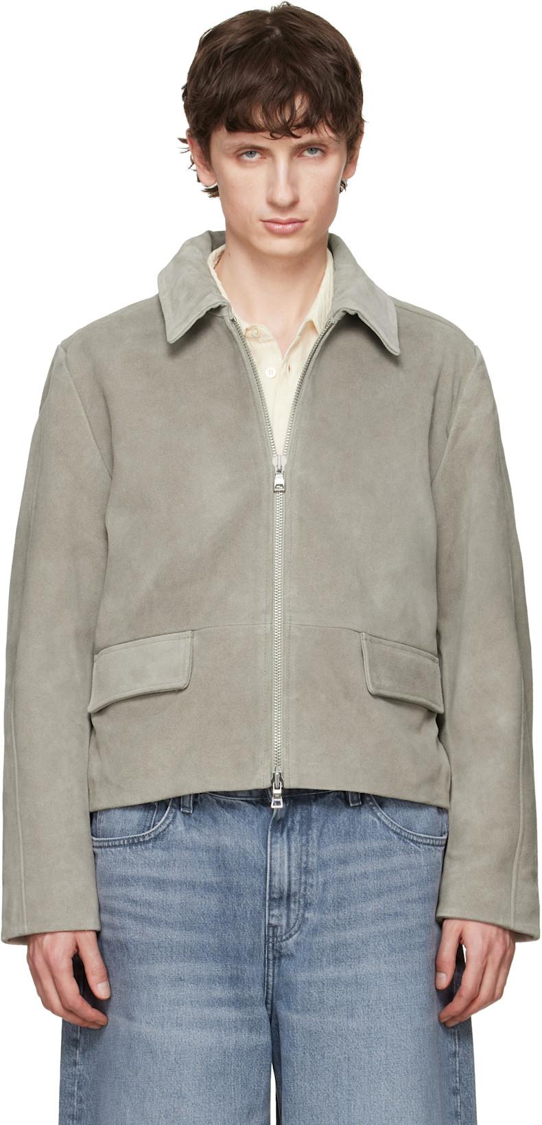 Gray Denzel Suede Leather Jacket by WON HUNDRED