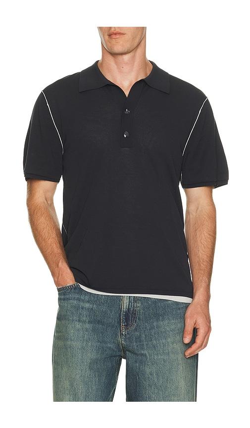 Won Hundred Jonas Two Layer Knit Polo in Black by WON HUNDRED