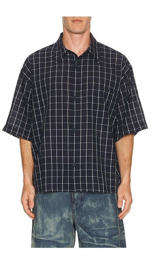 Won Hundred Maza Check Short Sleeve Shirt in Navy by WON HUNDRED
