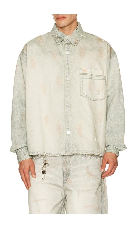 Won Hundred Maza Printed Denim Shirt in Blue by WON HUNDRED