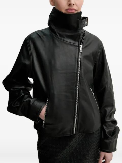belted leather jacket by WON HUNDRED