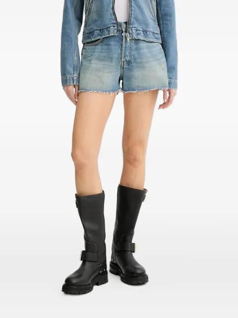 frayed-hem denim shorts by WON HUNDRED