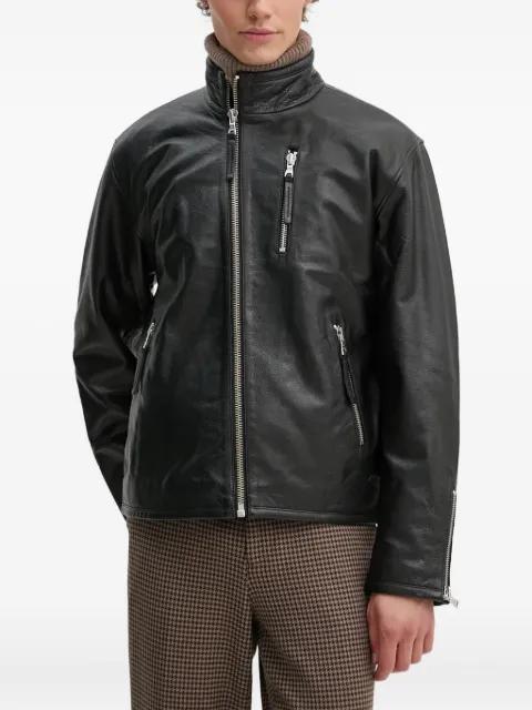 zip-fastening pockets leather jacket by WON HUNDRED zip-fastening pockets leather jacket by WON HUNDRED