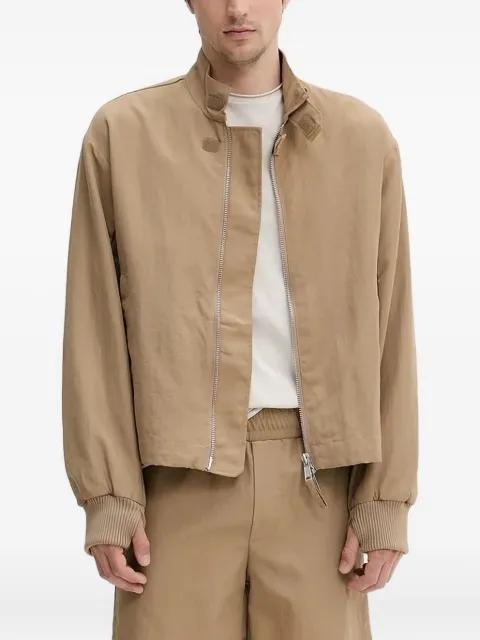 zip-fastening ribbed-cuff jacket by WON HUNDRED