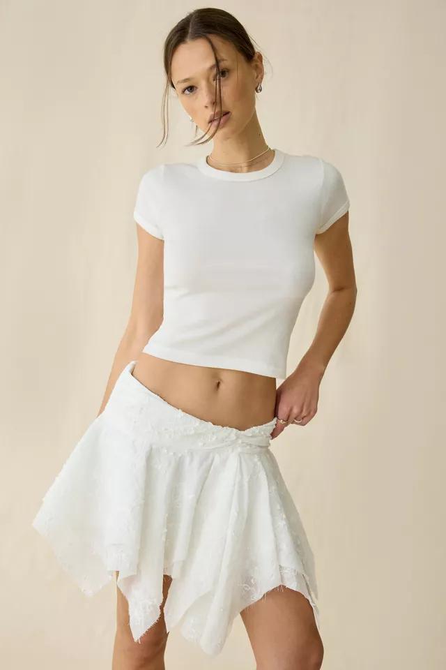 Woodrose Deli Jennie Asymmetric Hanky Hem Mini Skirt by WOODROSE DELI