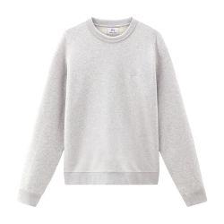 Crewneck cotton fleece sweatshirt with embroidered logo by WOOLRICH