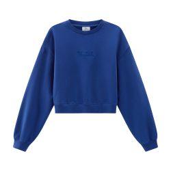 Crewneck pure cotton sweatshirt with embroidered logo by WOOLRICH