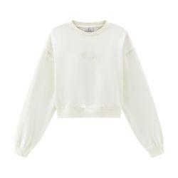 Crewneck pure cotton sweatshirt with embroidered logo by WOOLRICH