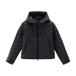 Microfibre jacket with chevron quilting and hood by WOOLRICH