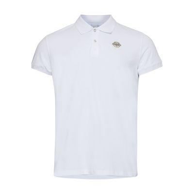 Monterey polo shirt in stretch cotton piquet with striped edges by WOOLRICH