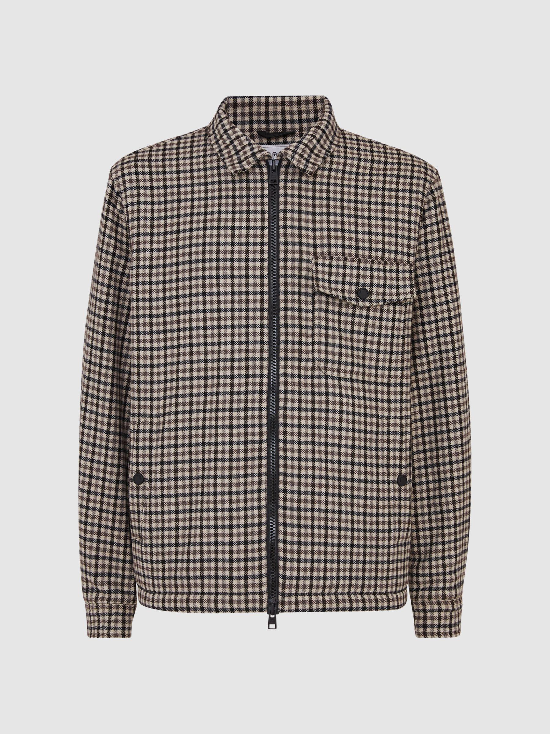 Woolrich Italian Wool Check Overshirt in Cream Check by WOOLRICH