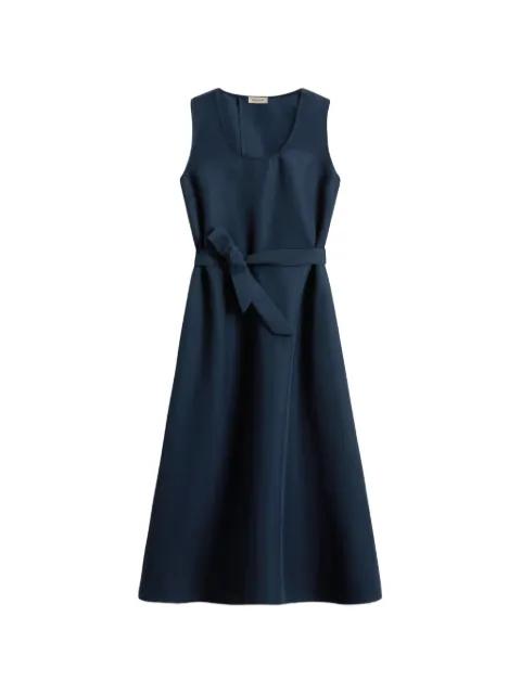 belted round-neck midi dress by WOOLRICH