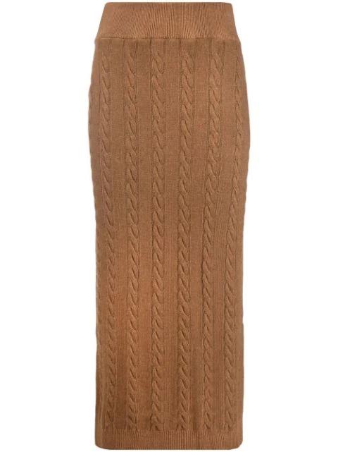 cable-knit virgin-wool midi skirt by WOOLRICH