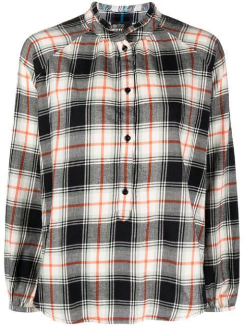 check-print ruffle shirt by WOOLRICH
