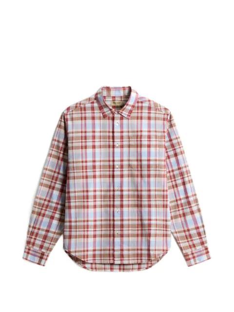 checked patch cotton shirt by WOOLRICH