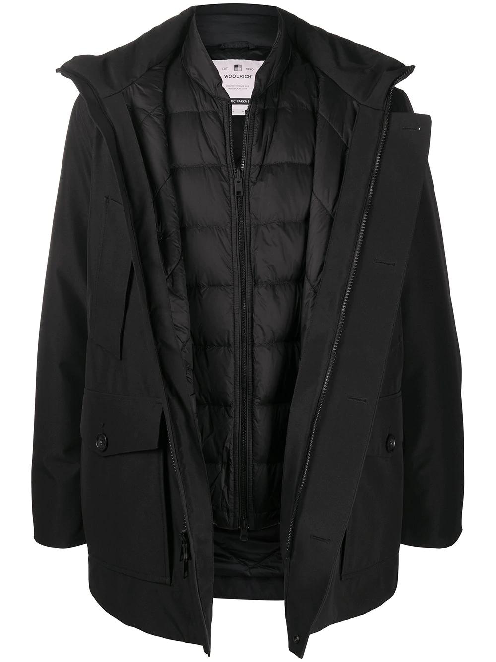 double layered hoodied coat by WOOLRICH