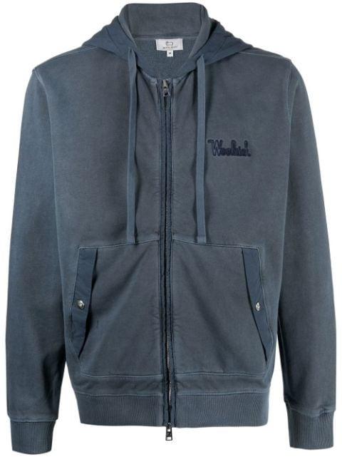 embroidered-logo cotton hoodie by WOOLRICH
