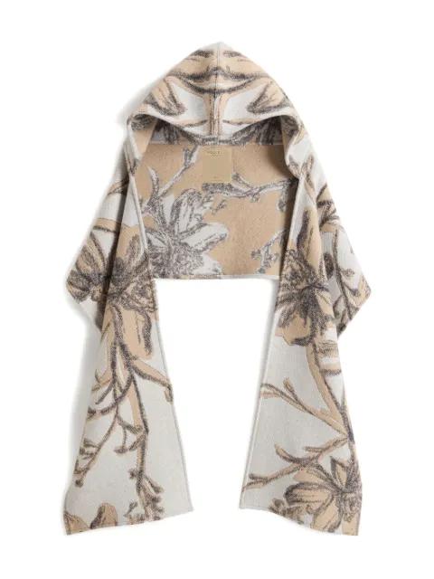 floral-jacquard hoodied cape by WOOLRICH