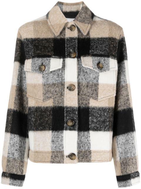 fringed checked shirt jacket by WOOLRICH