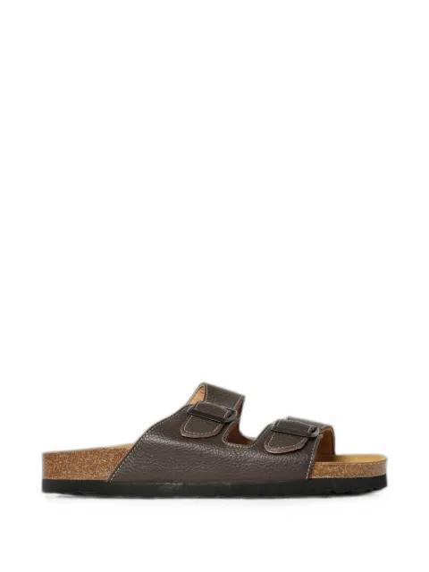 grained-leather buckled sandals by WOOLRICH