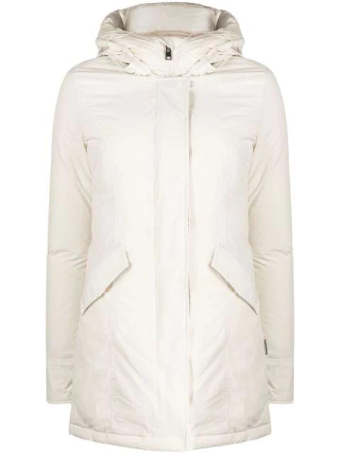 hoodied duck feather coat by WOOLRICH
