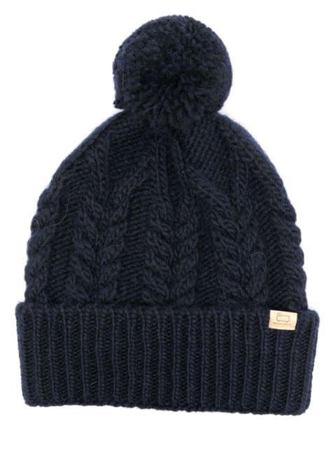 logo-patch cable-knit beanie by WOOLRICH