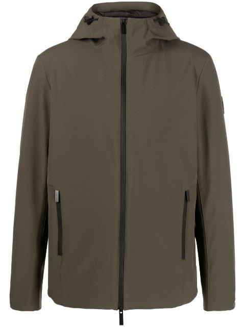 logo-patch zip-up hoodied jacket by WOOLRICH
