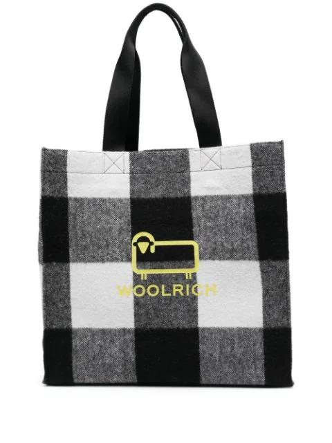 logo-print check tote bag by WOOLRICH