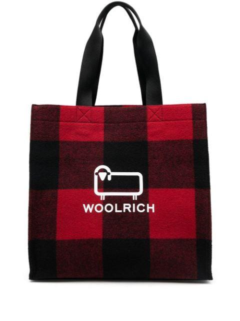logo-print tartan tote bag by WOOLRICH