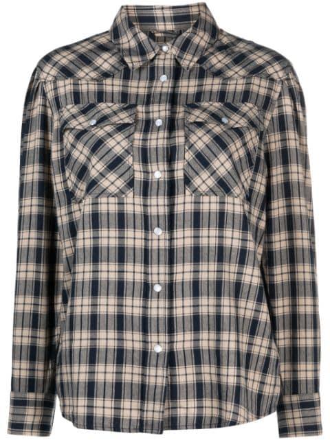 plaid-check long-sleeve flannel shirt by WOOLRICH