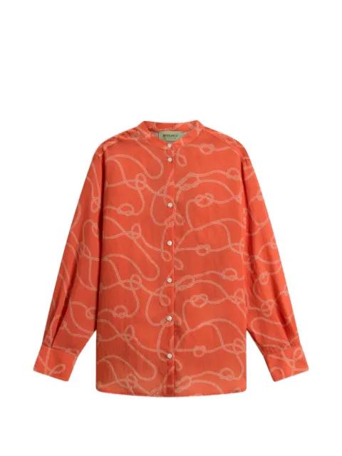 rope-print band-collar shirt by WOOLRICH