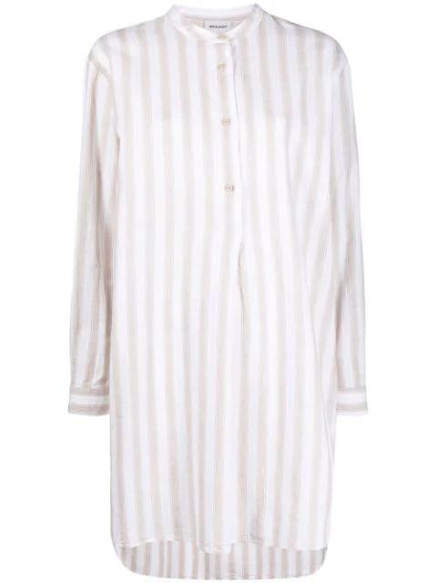 striped collarless long shirt by WOOLRICH