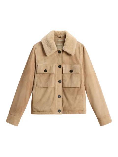 suede shearling-collar jacket by WOOLRICH