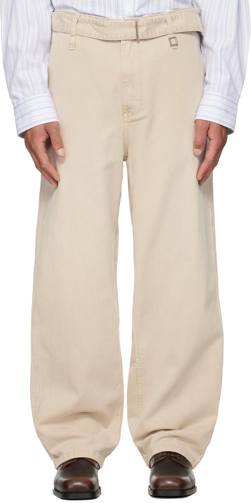 Beige Belted Jeans by WOOYOUNGMI