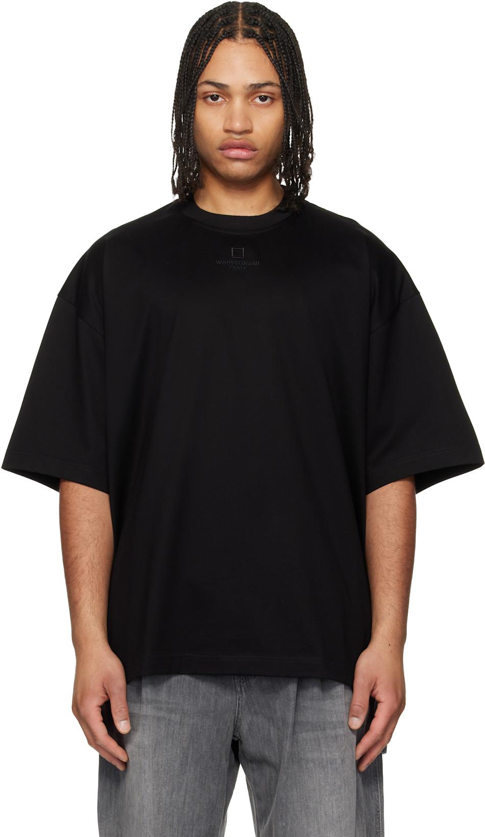 Black Cotton Over Size T-shirt by WOOYOUNGMI
