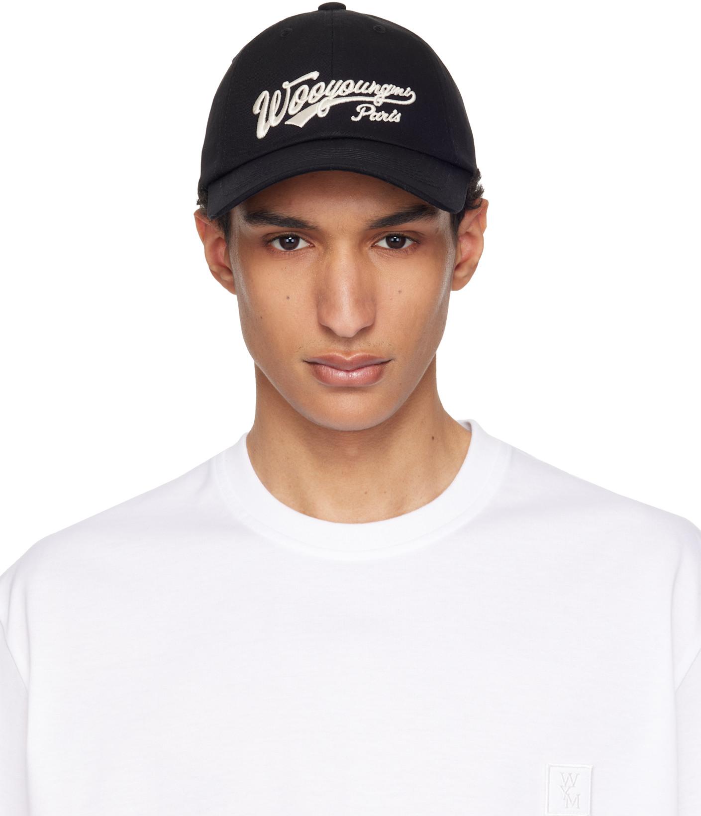 Black Embroidered Logo Cap by WOOYOUNGMI