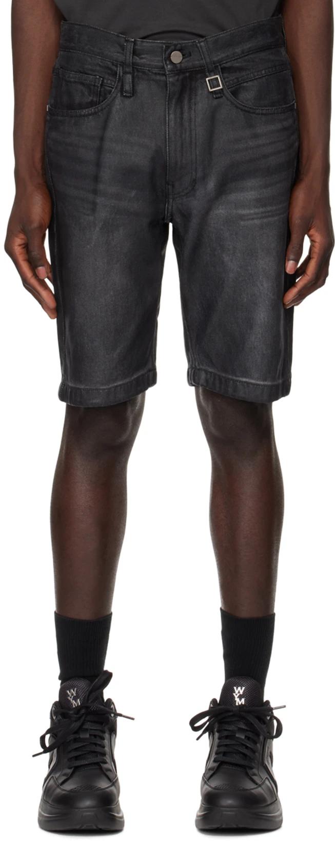 Black Faded Denim Shorts by WOOYOUNGMI