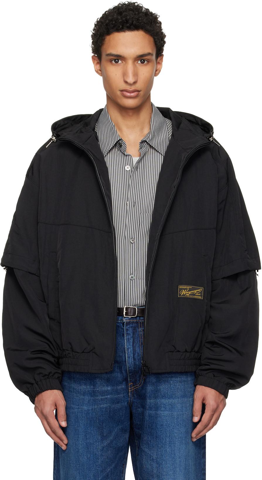 Black Layered Windbreaker Jacket by WOOYOUNGMI
